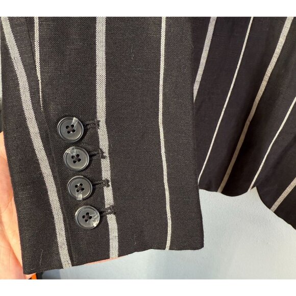 A NEW DAY Linen Blend Striped Blazer Jacket Sz 2 Smart Casual Preppy Quiet Luxur - Picture 9 of 11